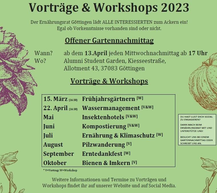 Gartenprojekt vom Ernährungsrat:Vorträge & Workshops 2023